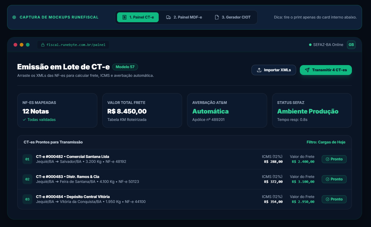 Painel Emissor CT-e Modo Escuro